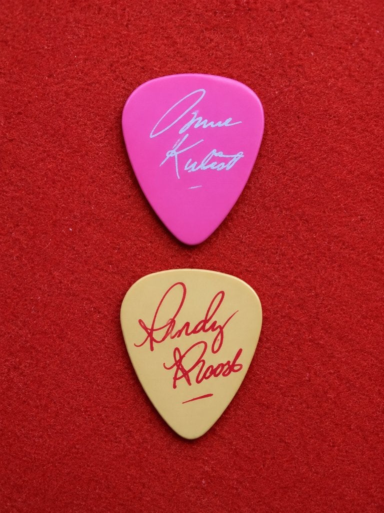 2 Zeldzame plectrums/ picks Hardrock-Metal gitaristen., Verzenden, Gebruikt