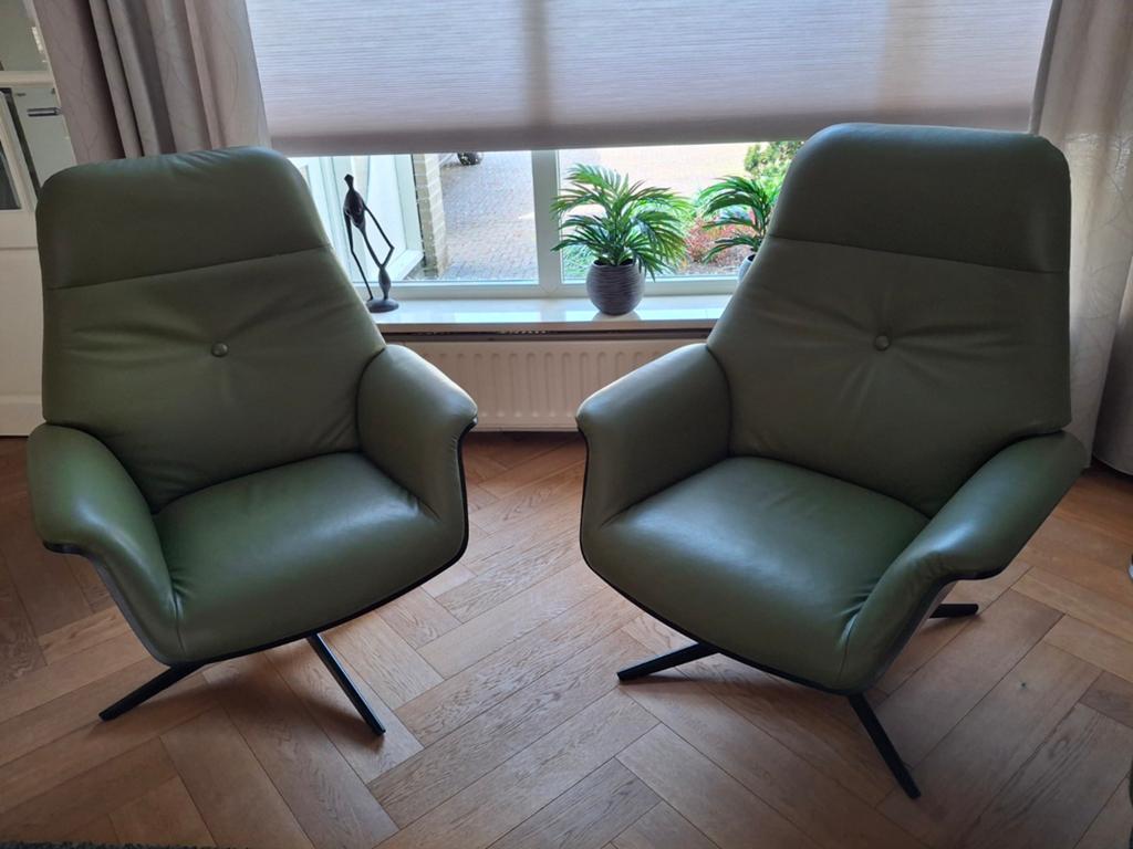 Mooie ruime leren Montel fauteuils, Huis en Inrichting, Fauteuils, Ophalen of Verzenden, Zo goed als nieuw, Metaal, 50 tot 75 cm