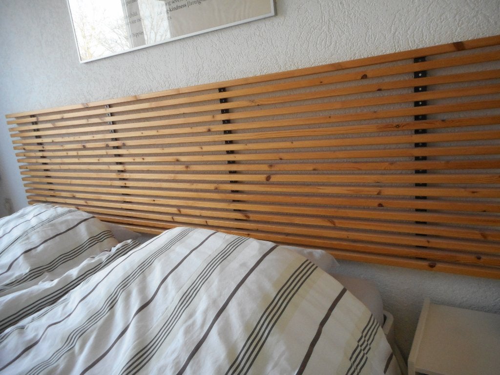 Achterwand voor bed, houten wandpaneel, Ophalen, Bruin, Tweepersoons, Zo goed als nieuw