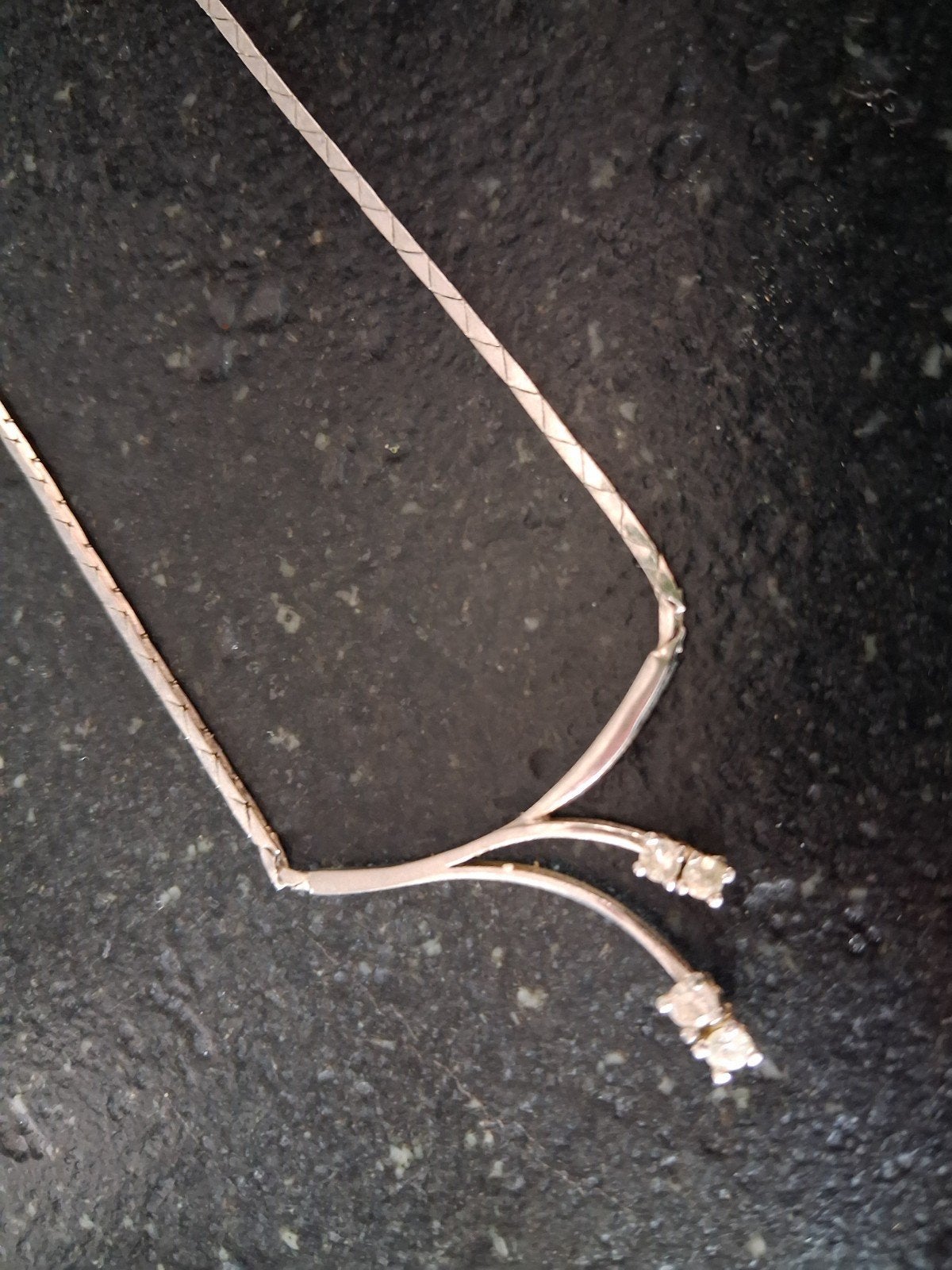 zilveren ketting met steentjes gehalte 835, Ophalen, Zo goed als nieuw, Zilver, Zilver