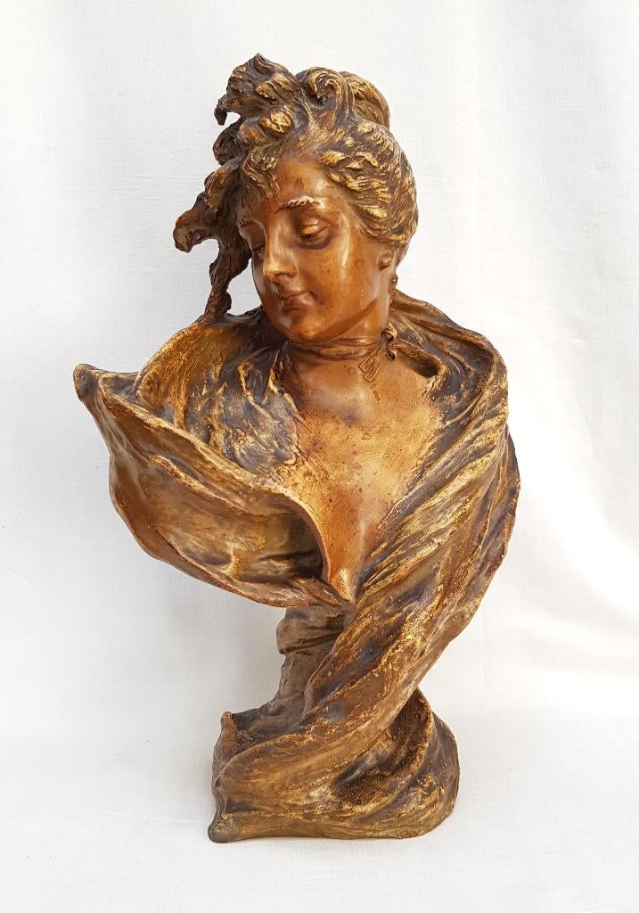 Art Nouveau Buste - Sarah Bernhardt - RSK - Stellmacher., Antiek en Kunst, Kunst | Beelden en Houtsnijwerken, Ophalen of Verzenden