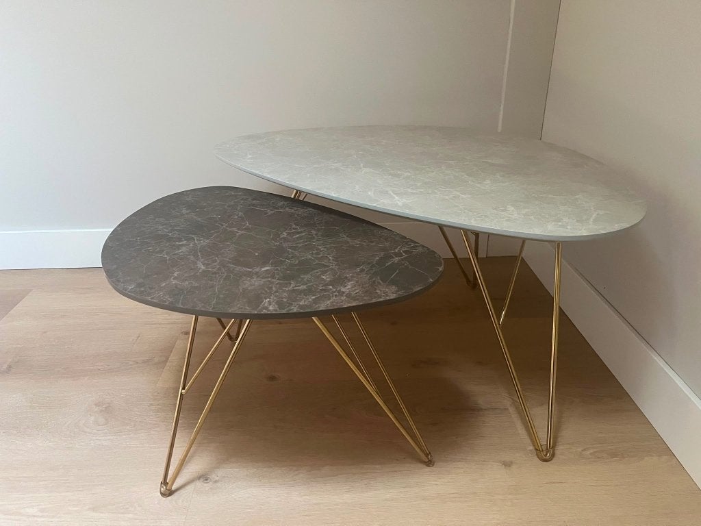 Te koop: salontafel set, Huis en Inrichting, Tafels | Salontafels, Ophalen, Gebruikt, 50 tot 100 cm, 50 tot 100 cm
