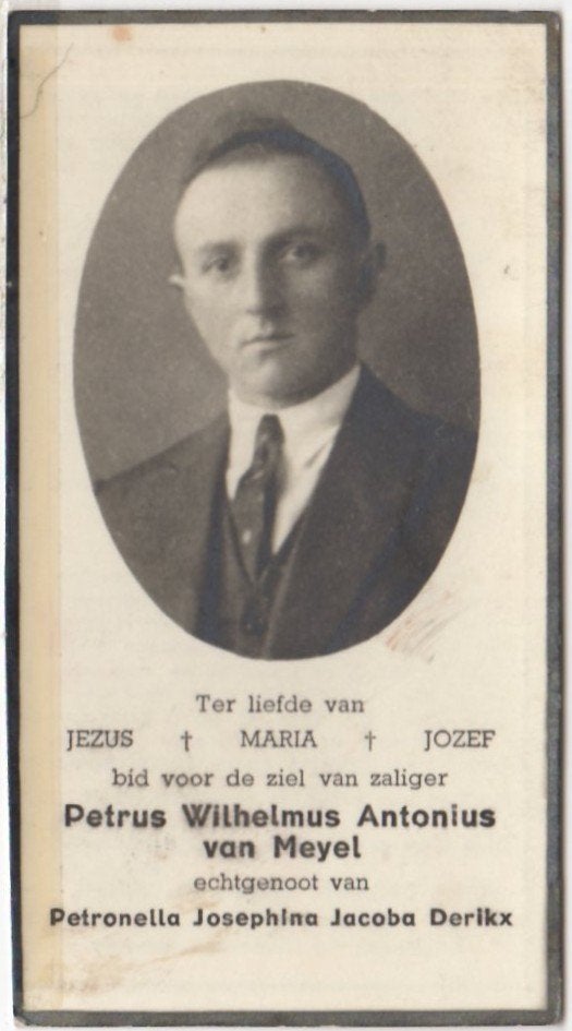 Petrus W.A. van Meyel 1907 Venray + 1943 Venray, 35 jaar oud, Ophalen of Verzenden
