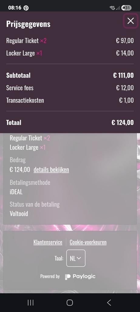 2 decade kaartjes plus locker, Twee personen