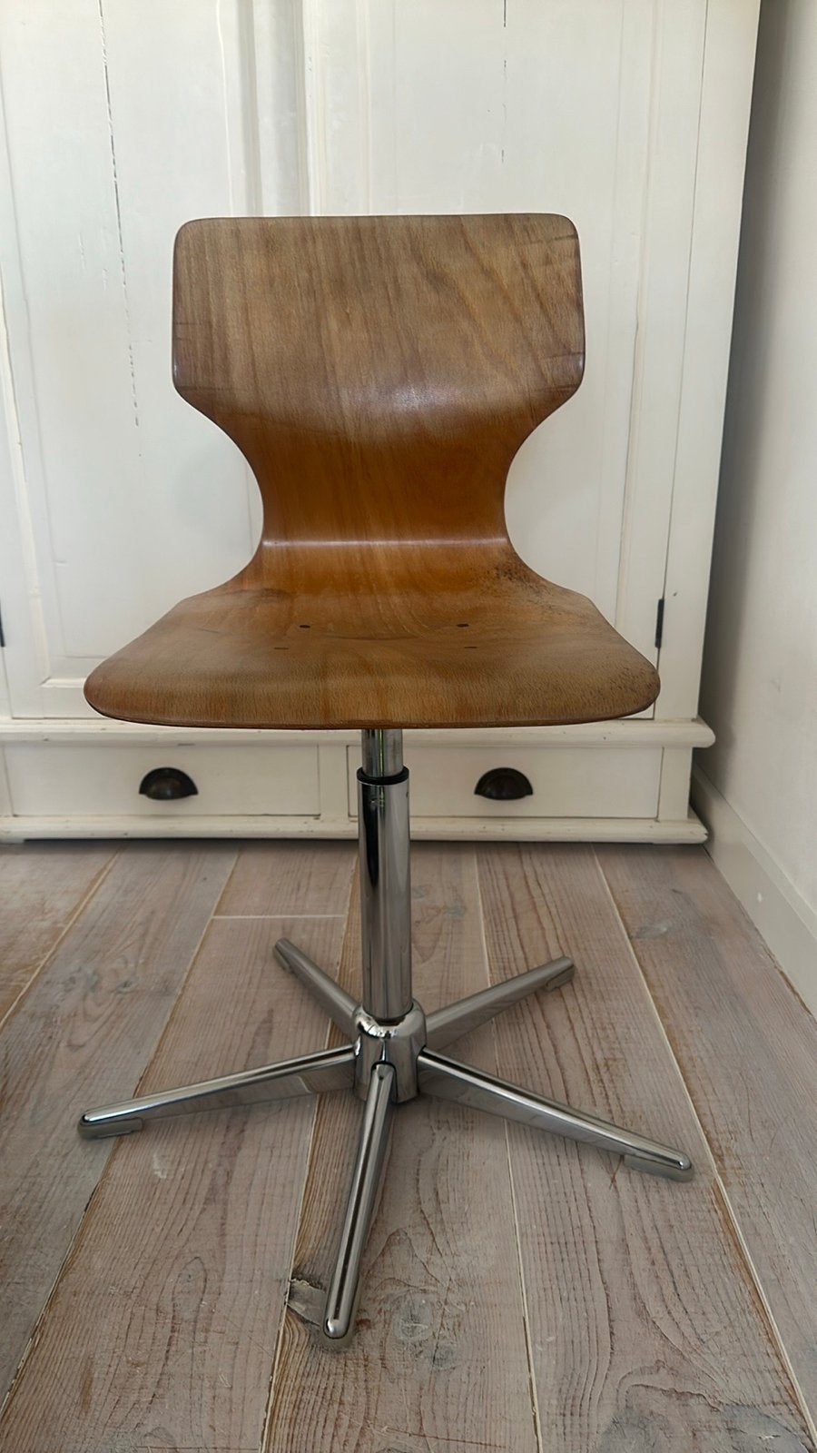 Vintage Houten Bureaustoel - pagwood pagholz, Huis en Inrichting, Ophalen, Gebruikt, Bruin, Eén