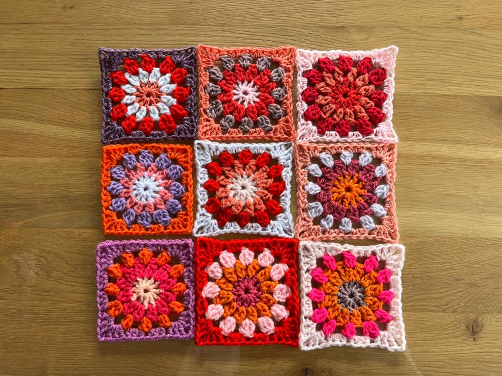 🌸Granny Square gehaakte vierkantjes 9 stuks🌸, Verzenden, Nieuw