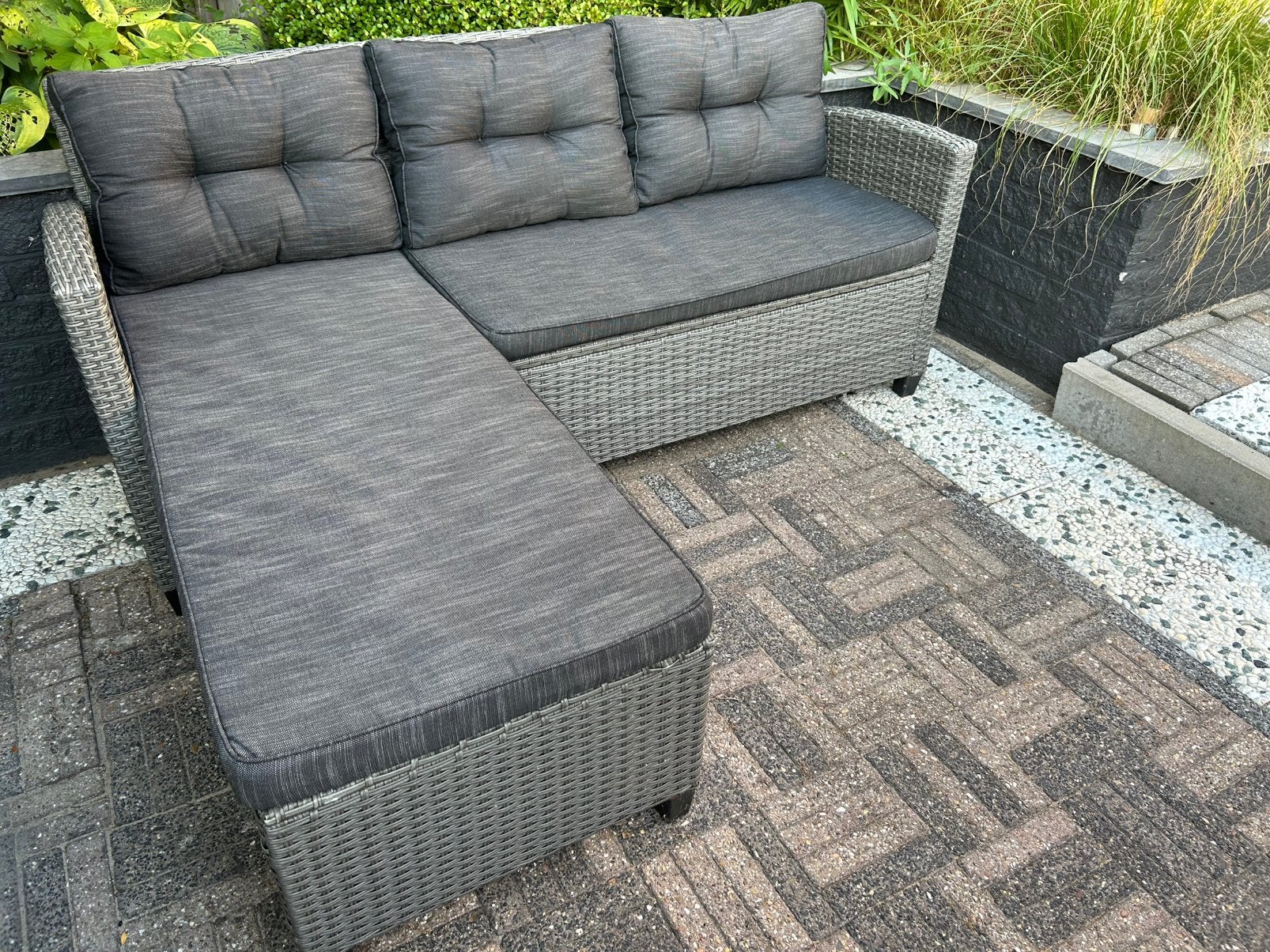 3 Zits lounge bank met chaise longue ZGAN, Ophalen, Zo goed als nieuw, Bank