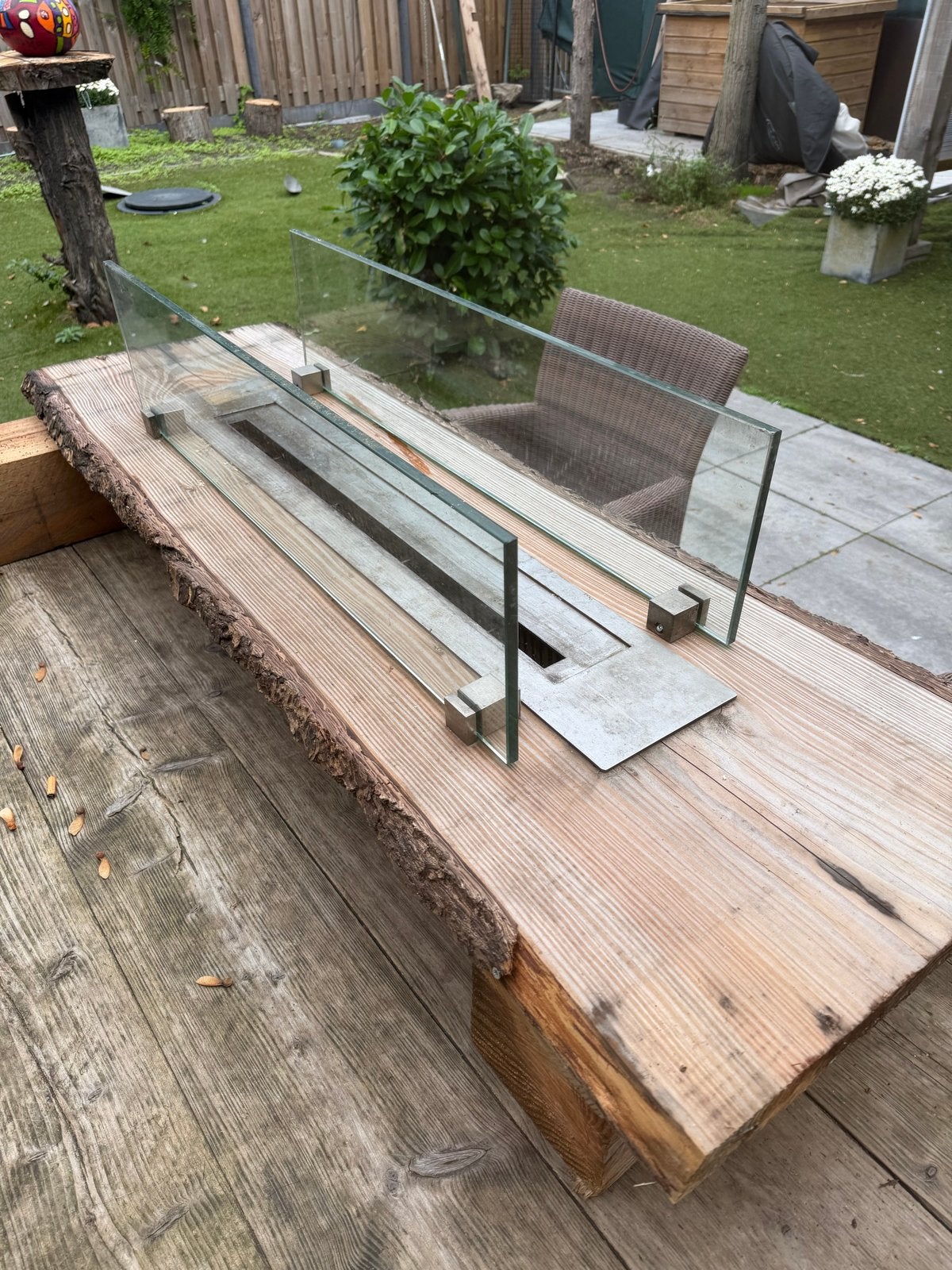Sfeervolle buitenhaard op unieke boomstam, Tuin en Terras, Ophalen of Verzenden, Gebruikt