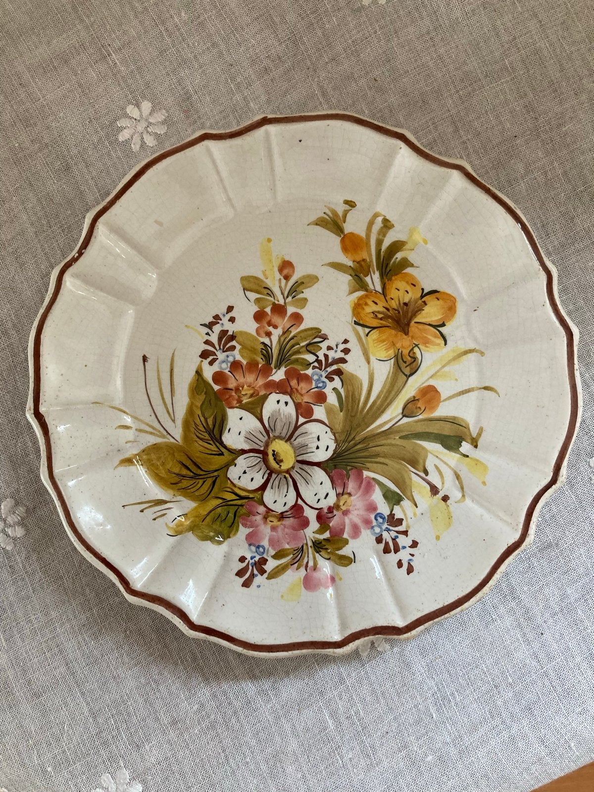Bassano bord met Bloemenfiguur - Ø 25 cm, Ophalen of Verzenden
