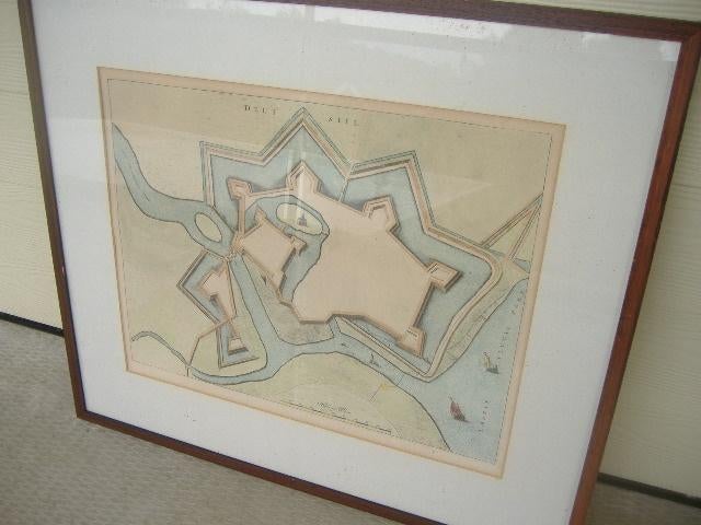 geografische gravure Delfzijl 1694 Wolfardus Prengerus, zie, Ophalen, Met tekst, Stadsgezicht, Gravure