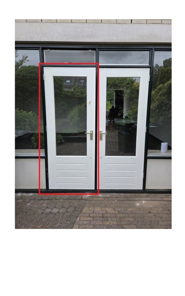Houten buitendeur met dubbel glas, Doe-het-zelf en Verbouw, Deuren en Horren, Ophalen, Gebruikt, 80 tot 100 cm, Buitendeur