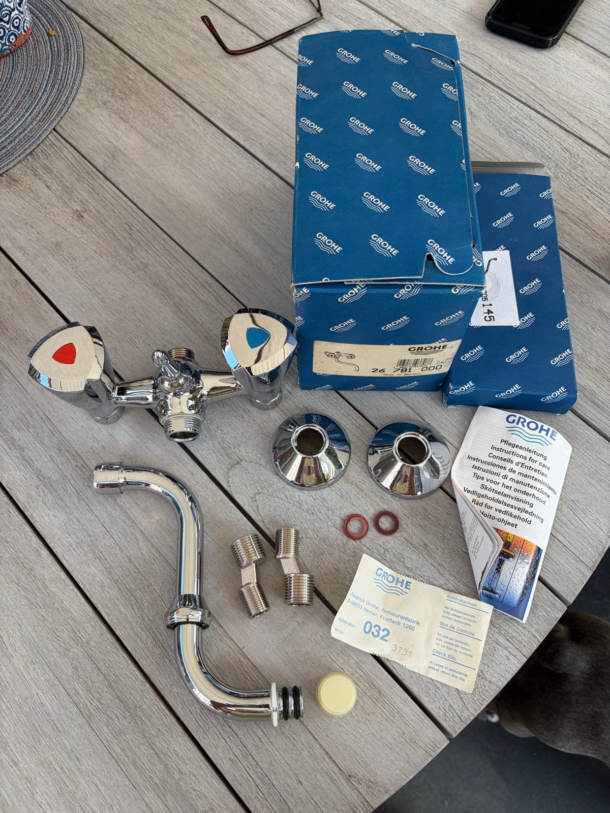 Grohe Douchekraan met omstel en toebehoren, Ophalen, Nieuw, Chroom, Douche