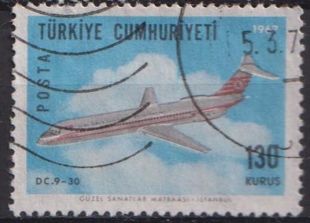 Turkije 1967 Vliegtuig DC 9-30, Verzenden, Gestempeld, Vliegtuigen