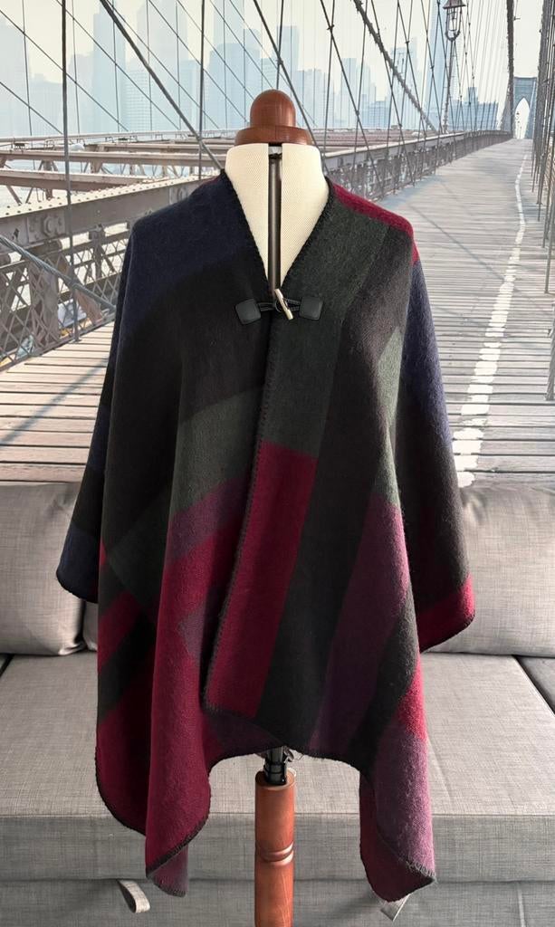 Calvin Klein vintage wollen color block cape/poncho, Kleding | Dames, Maat 38/40 (M), Overige typen, Overige kleuren, Ophalen of Verzenden
