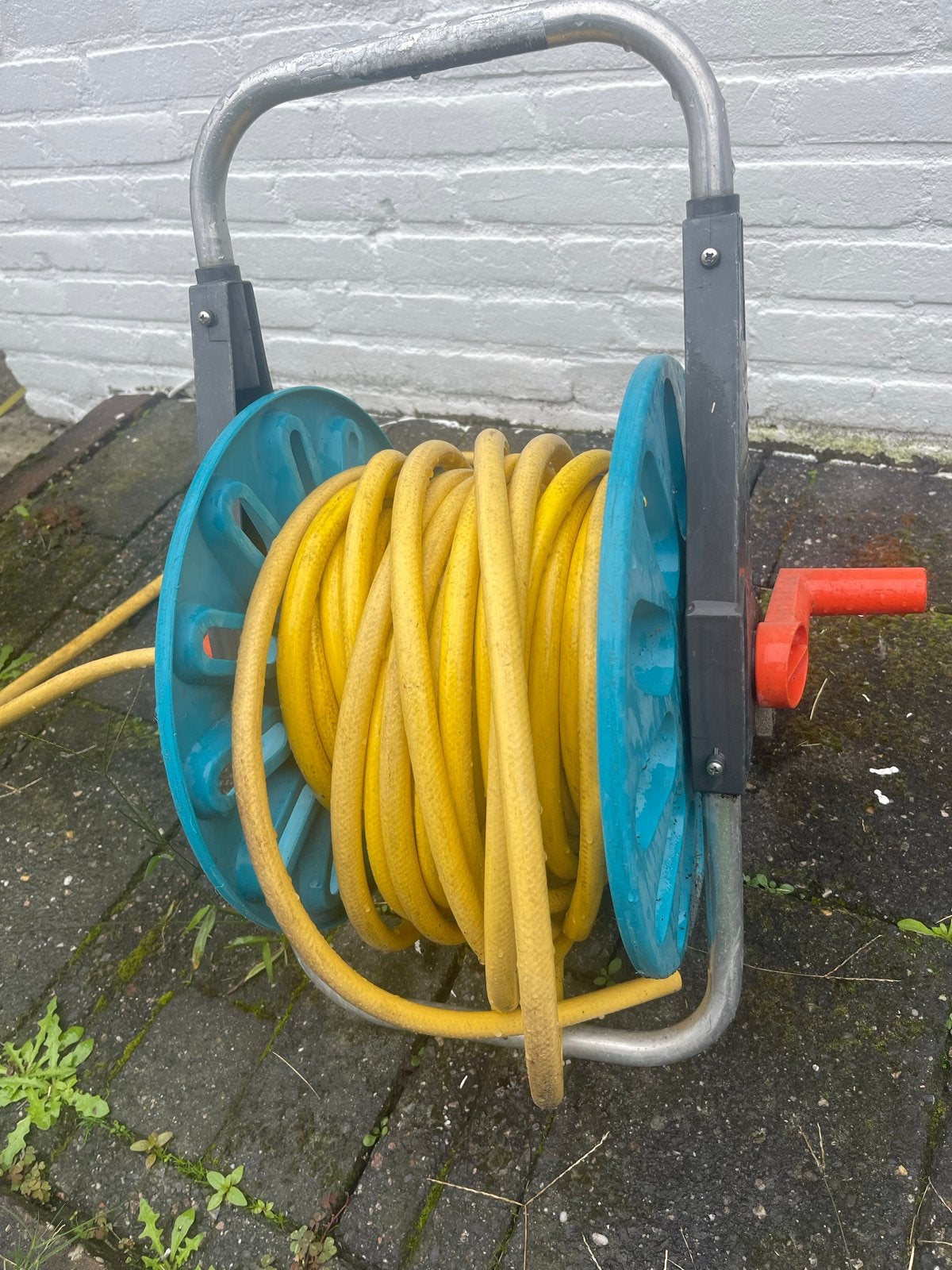 Tuinslanghaspel met slang - Gebruikt, Tuin en Terras, Ophalen of Verzenden, Gebruikt, Tuinslanghaspel