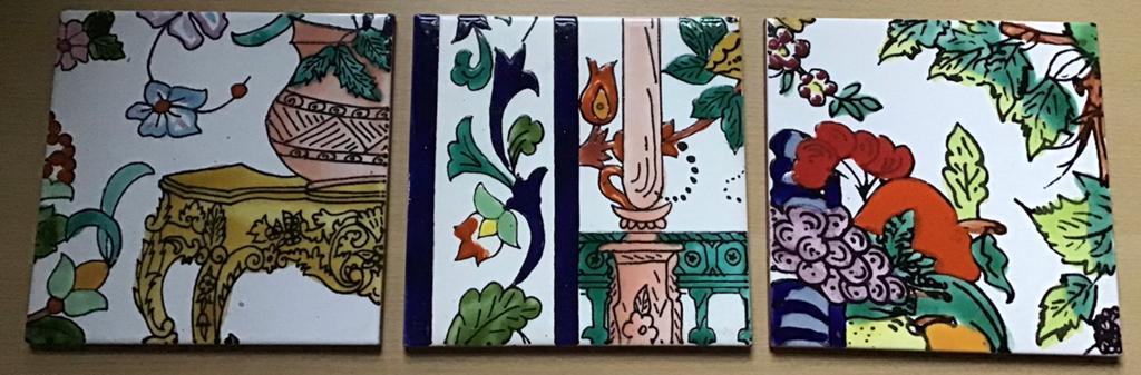 Set: 3 kleurrijke Tunesische tegels / uit Tunesië, Meerkleurig, Nieuw, Mediterraans, Ophalen of Verzenden