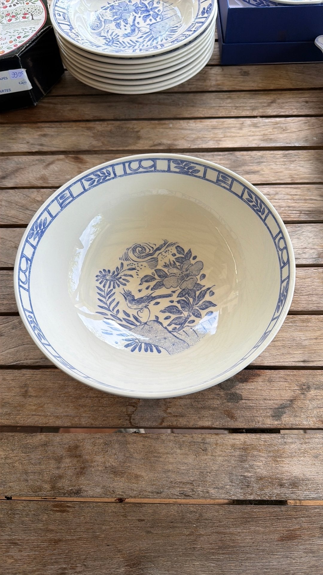 Gien OISEAU BLEU Saladeschaal 23 cm, Ophalen of Verzenden, Zo goed als nieuw, Overige stijlen, Schaal of Schalen