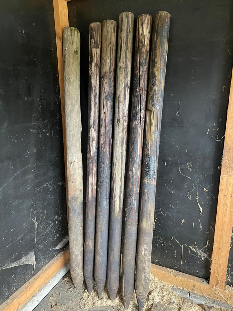 Weipaal 200cm lang 10cm rond, Ophalen, Palen, Zo goed als nieuw, Hardhout
