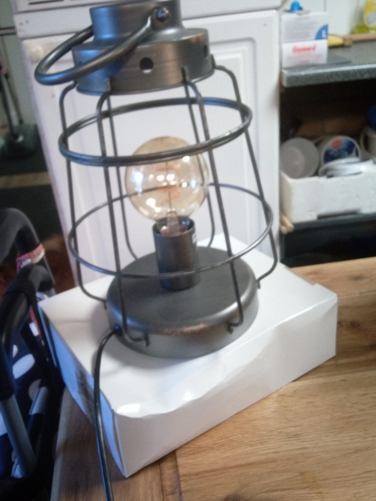 Industriële Tafellamp/Lantaarn met Edison Lamp, Metaal, Overige merken, Zwart, Industrieel