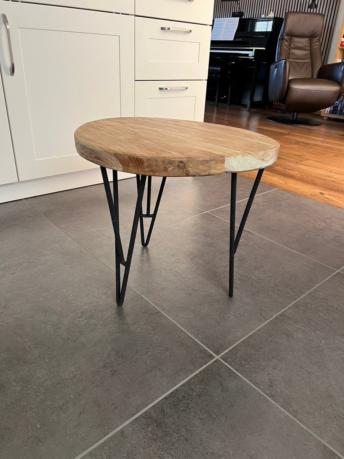 Teak bijzettafel industrieël, Ophalen, Minder dan 50 cm, Nieuw, Minder dan 50 cm