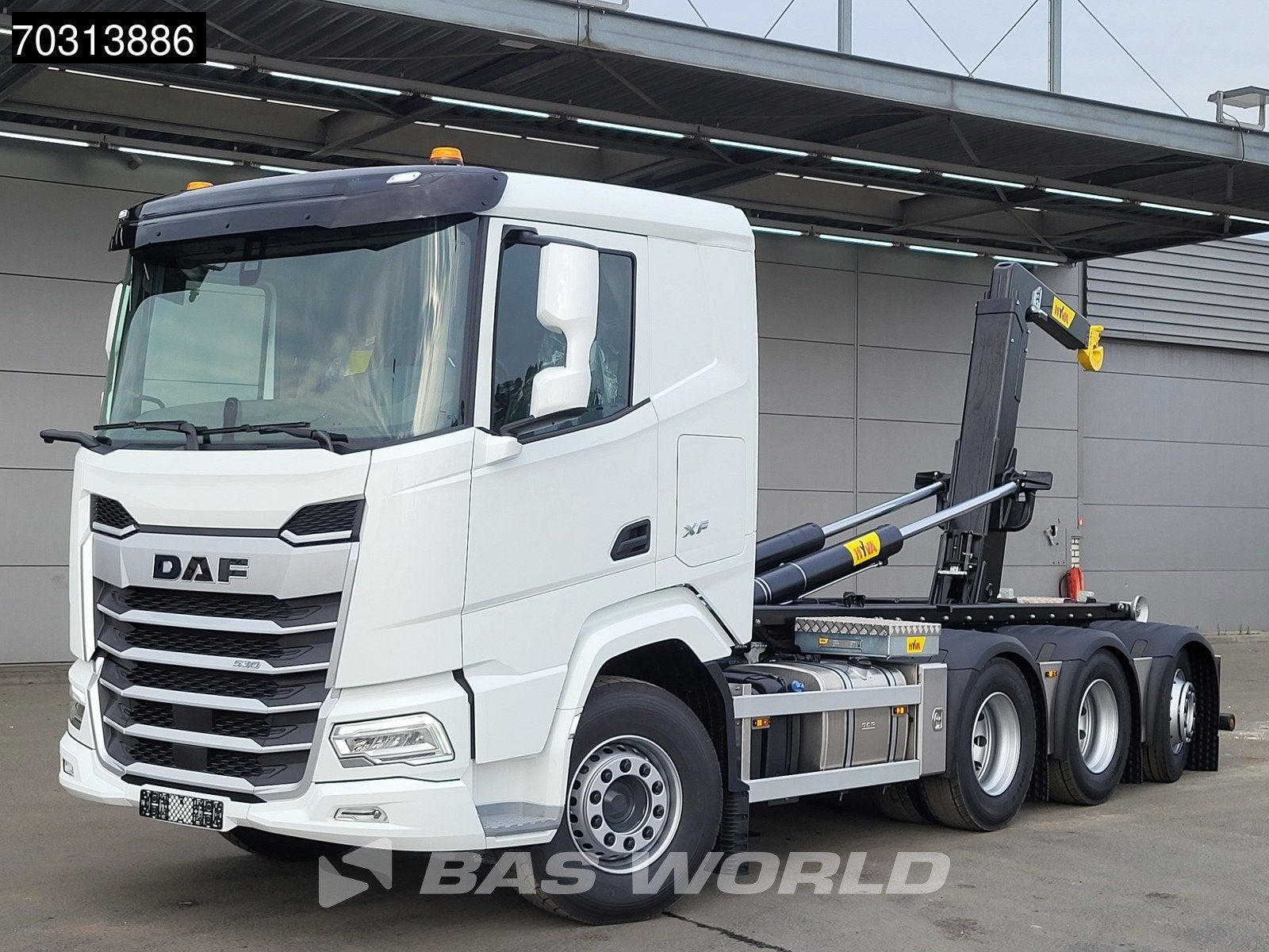 DAF XF 530 8X4 NEW! HYVA 30-60 S Hooklift Lift+steering axle, Auto's, Automaat, Stof, Euro 6, Wit