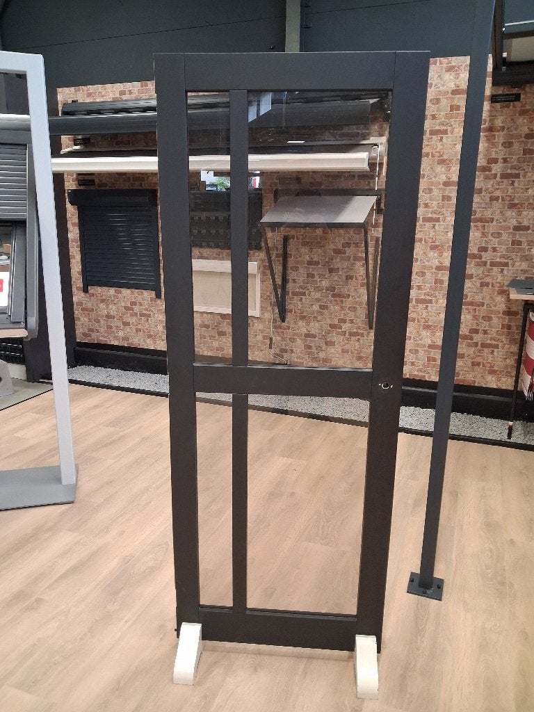 Luxe industriële binnendeur zwart met brons glas, Doe-het-zelf en Verbouw, Deuren en Horren, Ophalen, Minder dan 80 cm, Binnendeur
