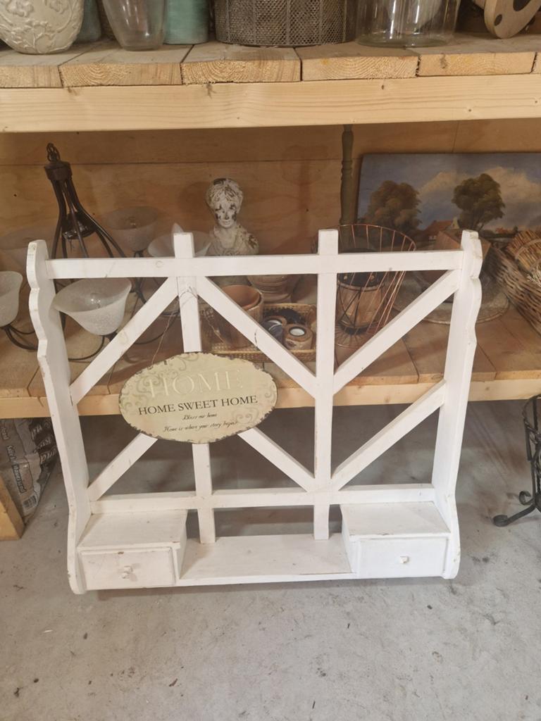 Witte houten wandrek met lades, Ophalen, Hout, Gebruikt, Landelijk
