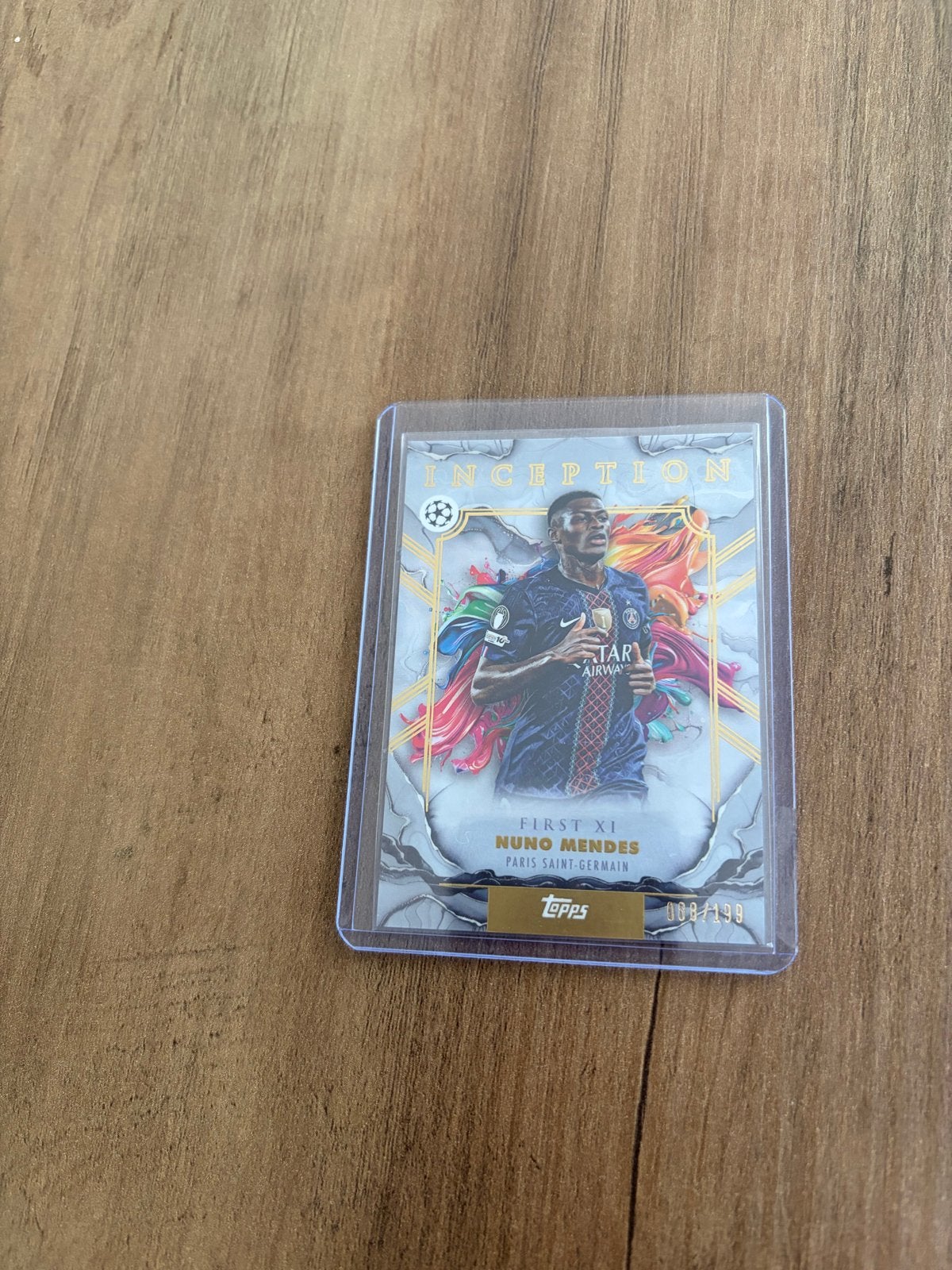 Topps Inception Nuno Mendes PSG kaart 108/199, Verzamelen, Ophalen of Verzenden, Zo goed als nieuw, Buitenlandse clubs, Spelerskaart