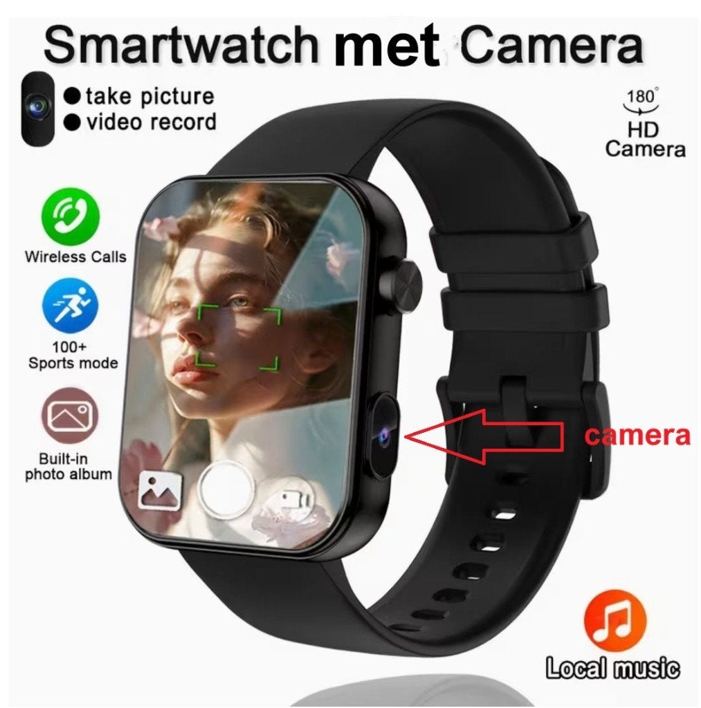 video smartwatch, Ophalen of Verzenden, Nieuw, Zwart, Android