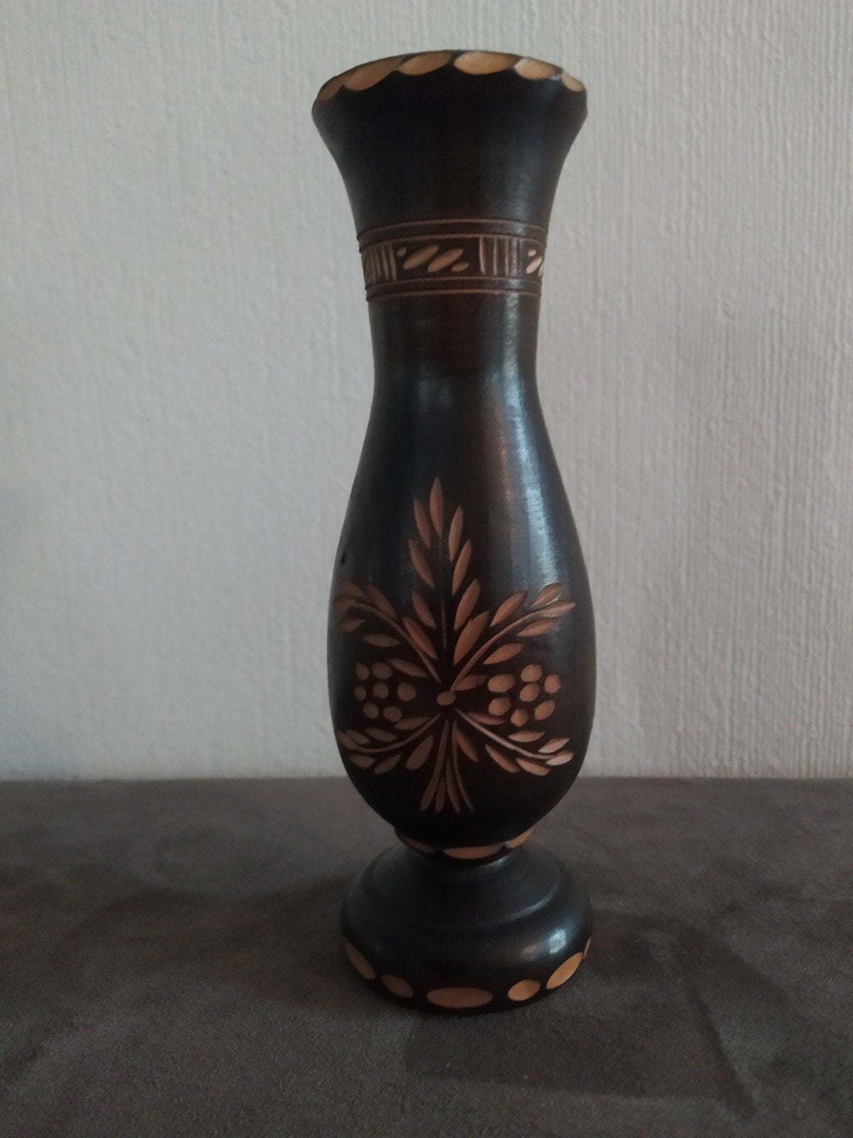 Houten vaas met zeilboot, vintage, Antiek en Kunst, Ophalen of Verzenden