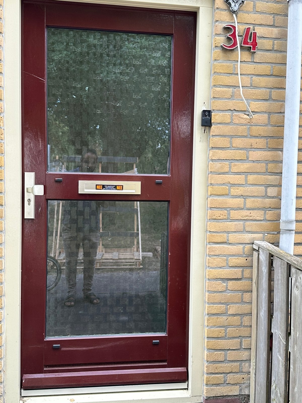 Mooie voordeur, gratis ophalen., Doe-het-zelf en Verbouw, Deuren en Horren, Ophalen, 200 tot 215 cm, Hout, Buitendeur