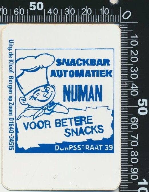 Sticker: Snackbar Automatiek Nijman (1), Ophalen of Verzenden, Zo goed als nieuw, Bedrijf of Vereniging