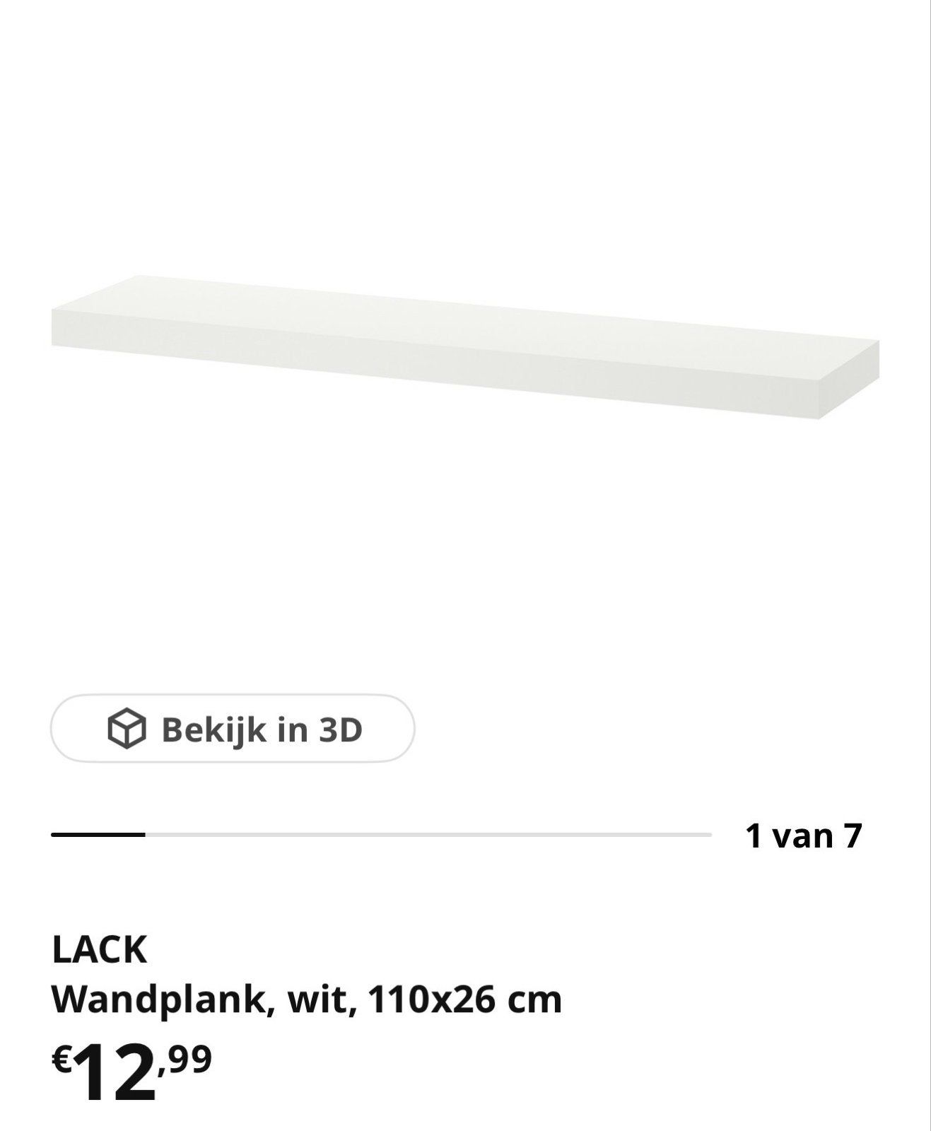 IKEA LACK Wandplank wit 110x26 cm, Huis en Inrichting, Ophalen, Gebruikt