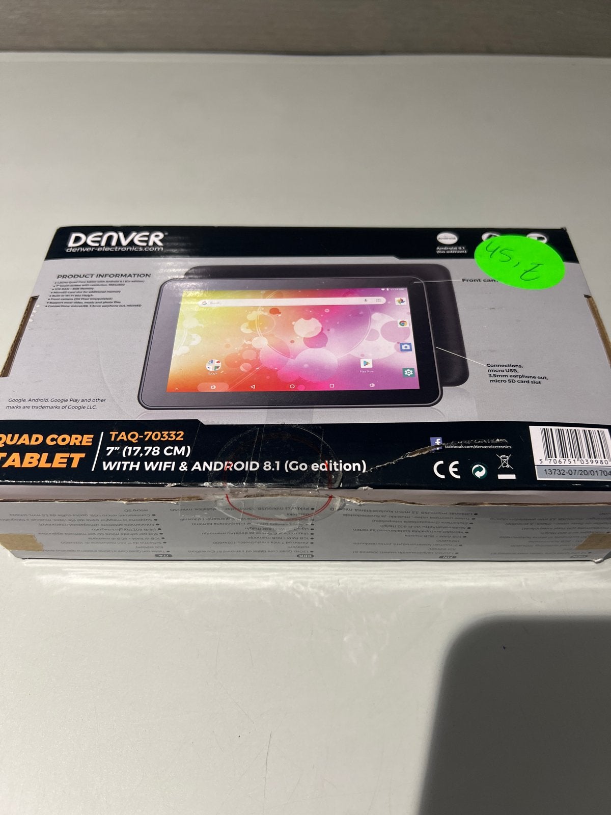 Denver TAQ-70332 7 inch tablet met WiFi en Android 8.1, Computers en Software, Android Tablets, N, N, Nieuw, Ophalen of Verzenden
