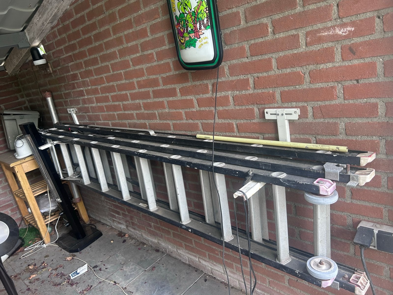 3-delige ladder 6 meter, Doe-het-zelf en Verbouw, Ladders en Trappen, Ophalen, Gebruikt, Ladder, Opvouwbaar of Inschuifbaar