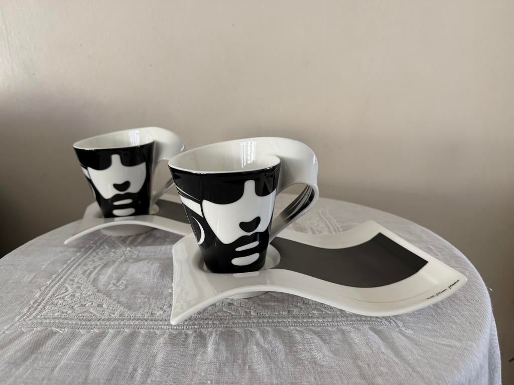 2 setjes Villeroy & Boch new wave “ Face “ limited edition, Ophalen of Verzenden, Zo goed als nieuw, Overige stijlen, Kop(pen) en/of Schotel(s)