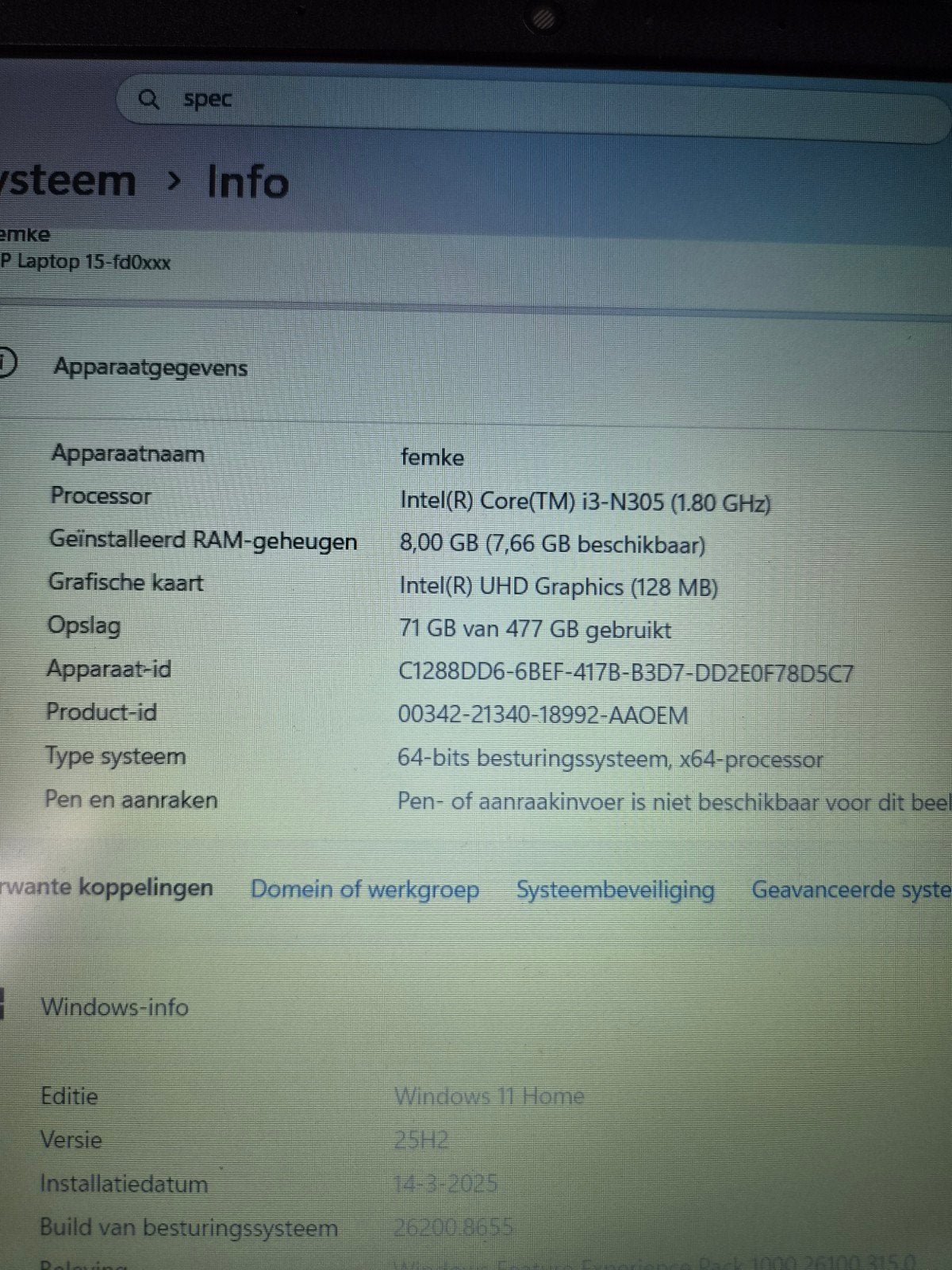 HP Laptop 15-fd, Ophalen, 2 tot 3 Ghz, 15 inch, Zo goed als nieuw
