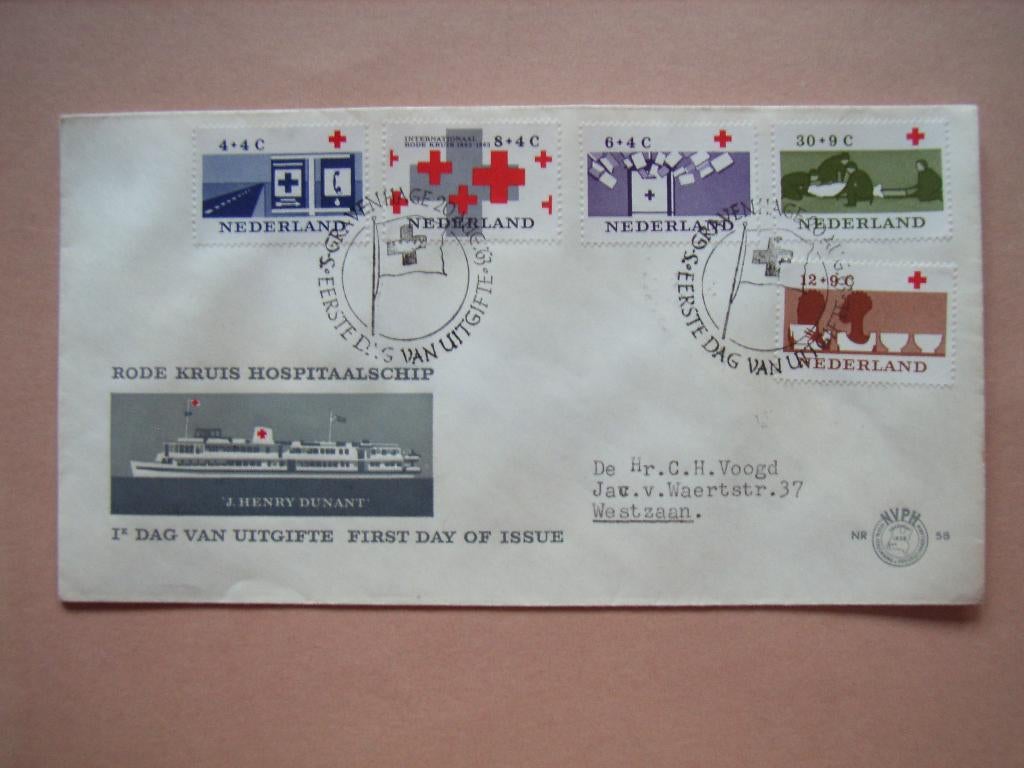 FDC  Nederland FDC 58, Postzegels en Munten, Postzegels | Eerstedagenveloppen, Ophalen of Verzenden, Beschreven, Nederland