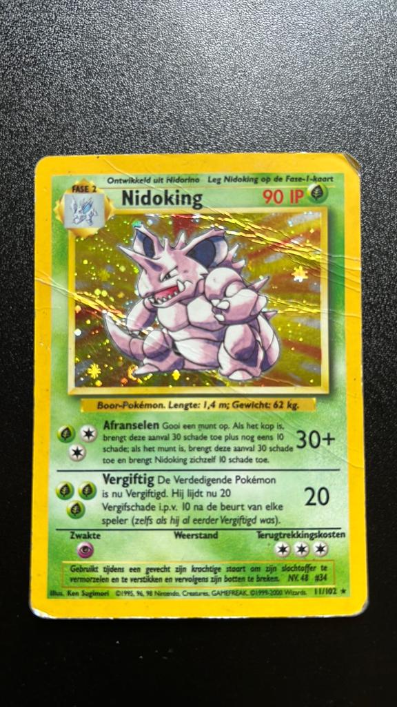 Nidoking Pokémon Kaart - Holo - Gebruikt, Ophalen of Verzenden, Gebruikt, Losse kaart, Foil