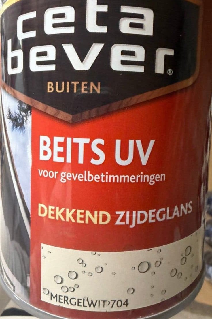 Cetabever dekkende beits mergelwit 0,75liter, Ophalen of Verzenden, Nieuw