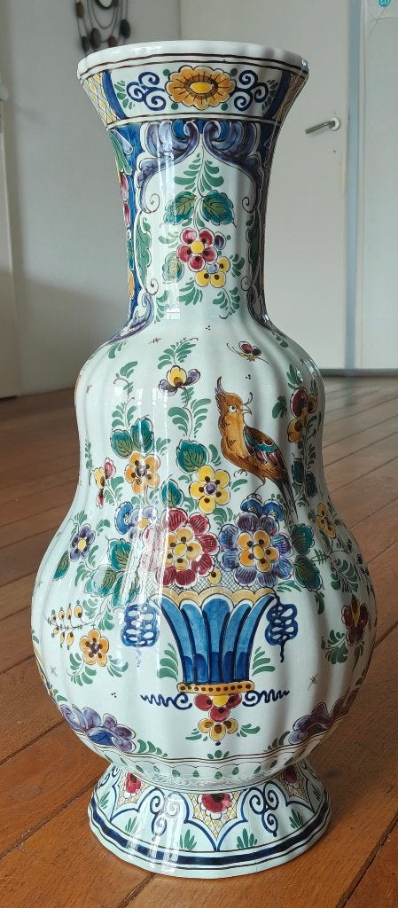 Handgeschilderde vaas, Huis en Inrichting, Gebruikt, Overige kleuren, Ophalen of Verzenden, 55 cm