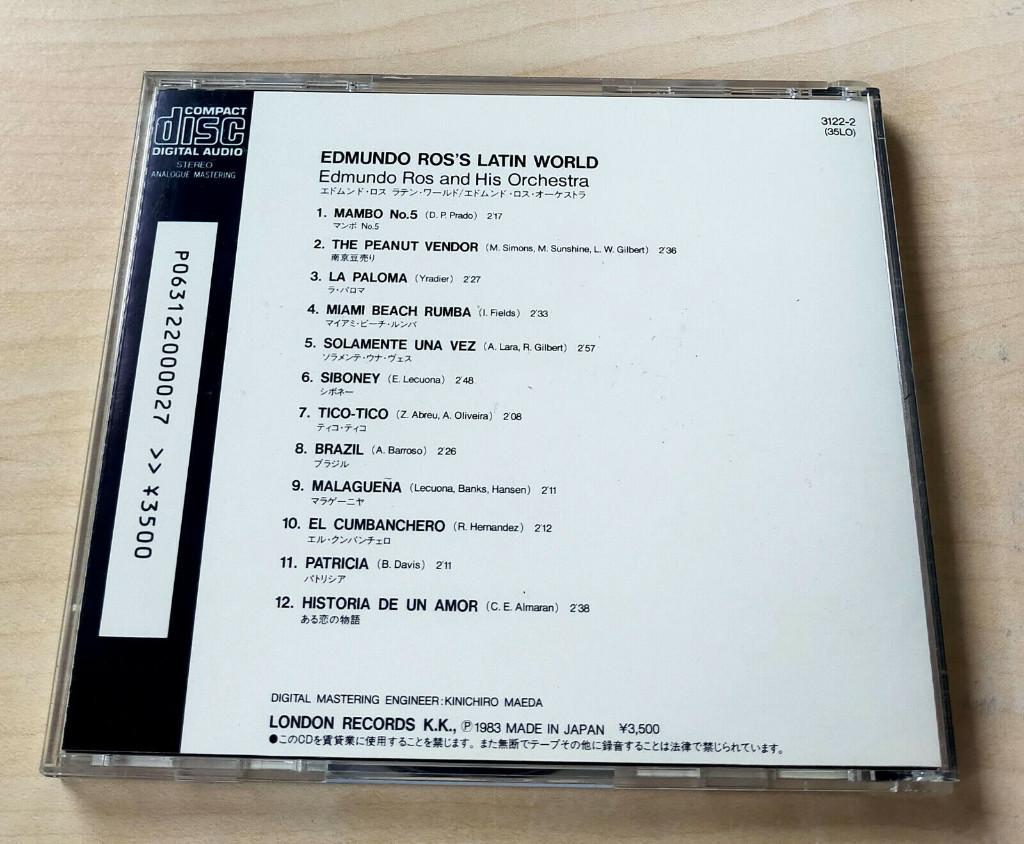 Edmundo Ros's Latin World CD 1983 London Japan, Cd's en Dvd's, Ophalen of Verzenden, Gebruikt