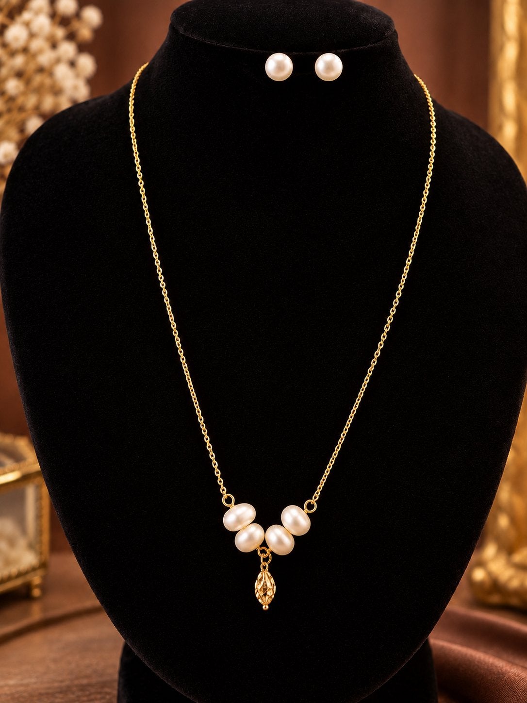 Nieuwe 18k Gouden Ketting met Natuurlijke Zoetwaterparels, Ophalen of Verzenden, Nieuw, Goud, Met edelsteen