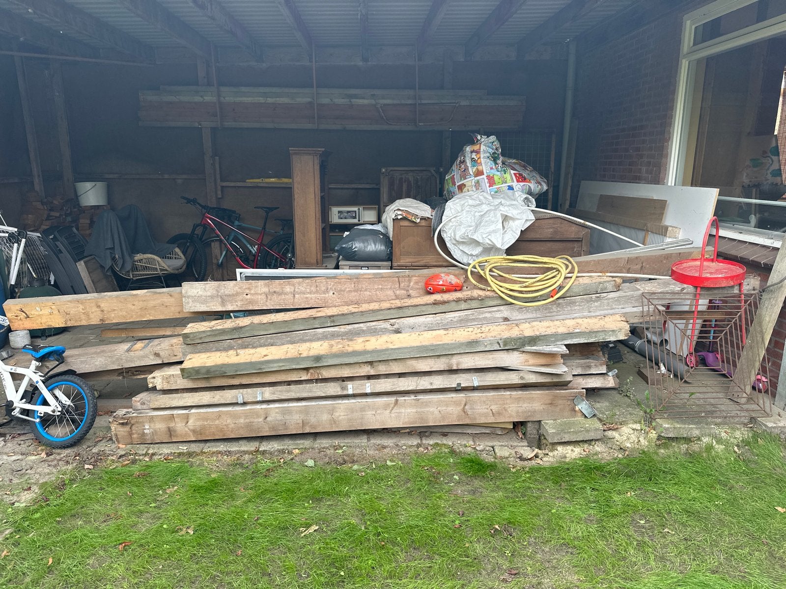 Diverse gebruikte eiken houten balken, Ophalen, Gebruikt, Balk, Overige houtsoorten
