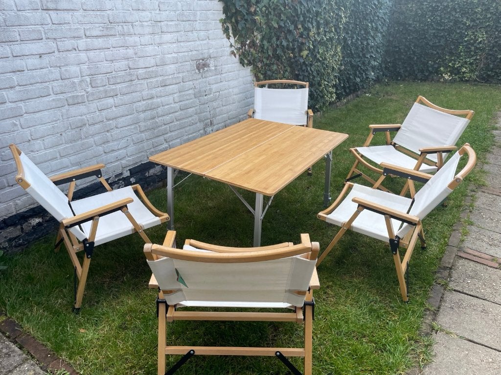 robuuste maar lichtgewicht tafel en stoelen laag model, Caravans en Kamperen, Ophalen, Gebruikt, Campingtafel