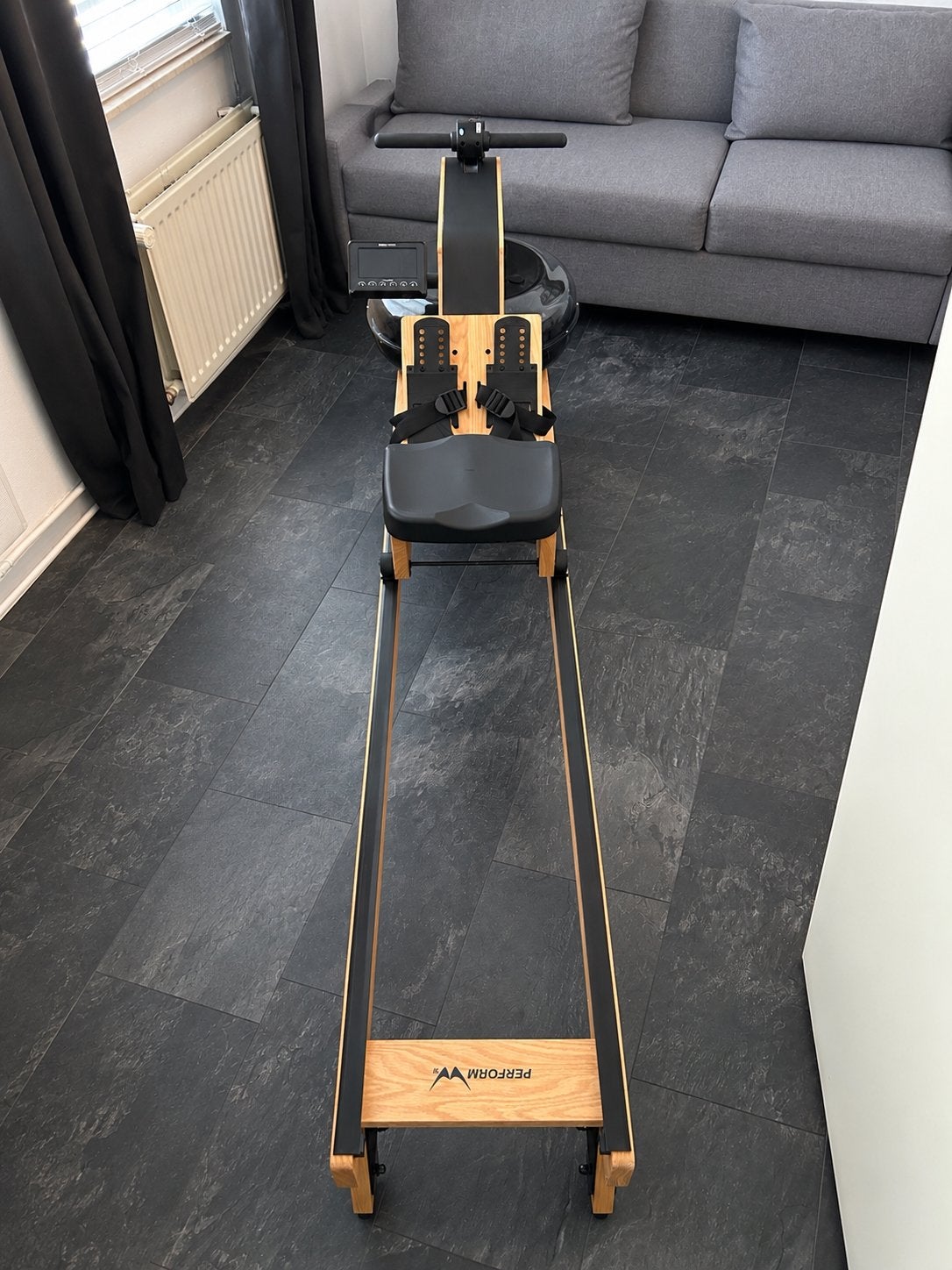 Flow Fitness Perform Rower Luxe houten water Roeitrainer, Ophalen, Overige materialen, Gebruikt, Benen