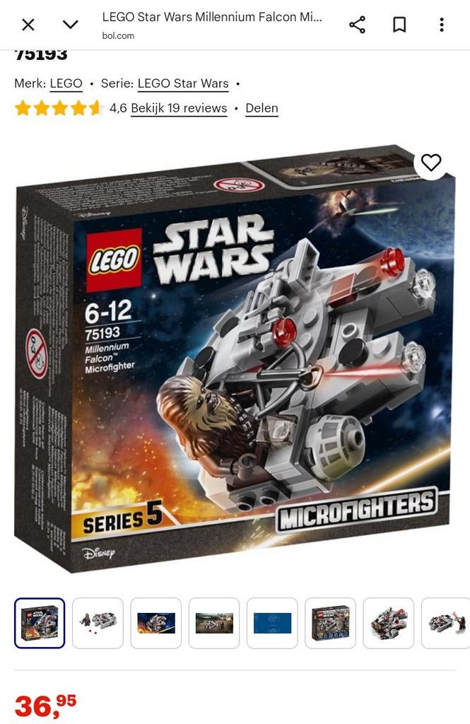 Lego Star Wars - Milennium Falcon Microfighter - 75193, Compleet, Gebruikt, Star Wars, Lego