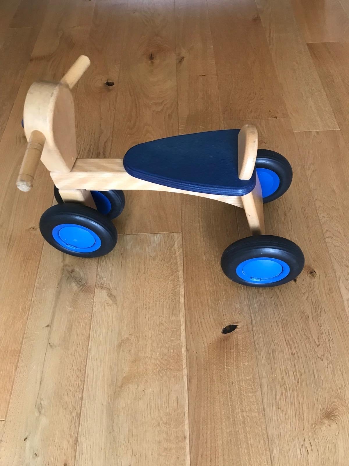Houten loopfietsje voor peuters - Blauw zadel, Ophalen, Gebruikt, Loopfiets