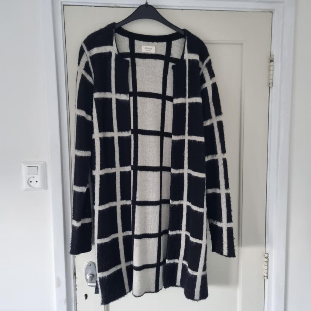 Zwart/wit geruit open front vest van Numpf maat L, 70 acryl, Ophalen of Verzenden, Zo goed als nieuw, Zwart