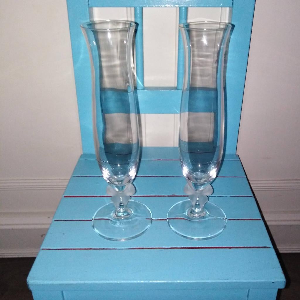 Wedding Champagne glazen met frozen strikje 2 stuks, Ophalen, Glas of Glazen, Overige stijlen, Glas